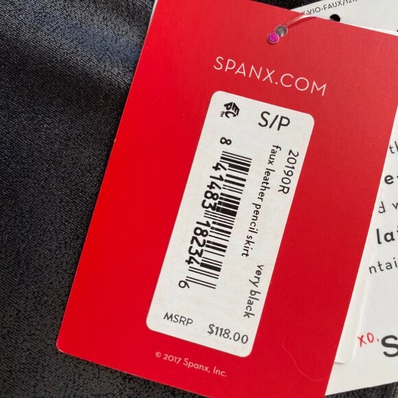 NWT Spanx Womens Faux Leather Pencil Skirt Size S Very Black High Waist 20190R - Picture 4 of 8